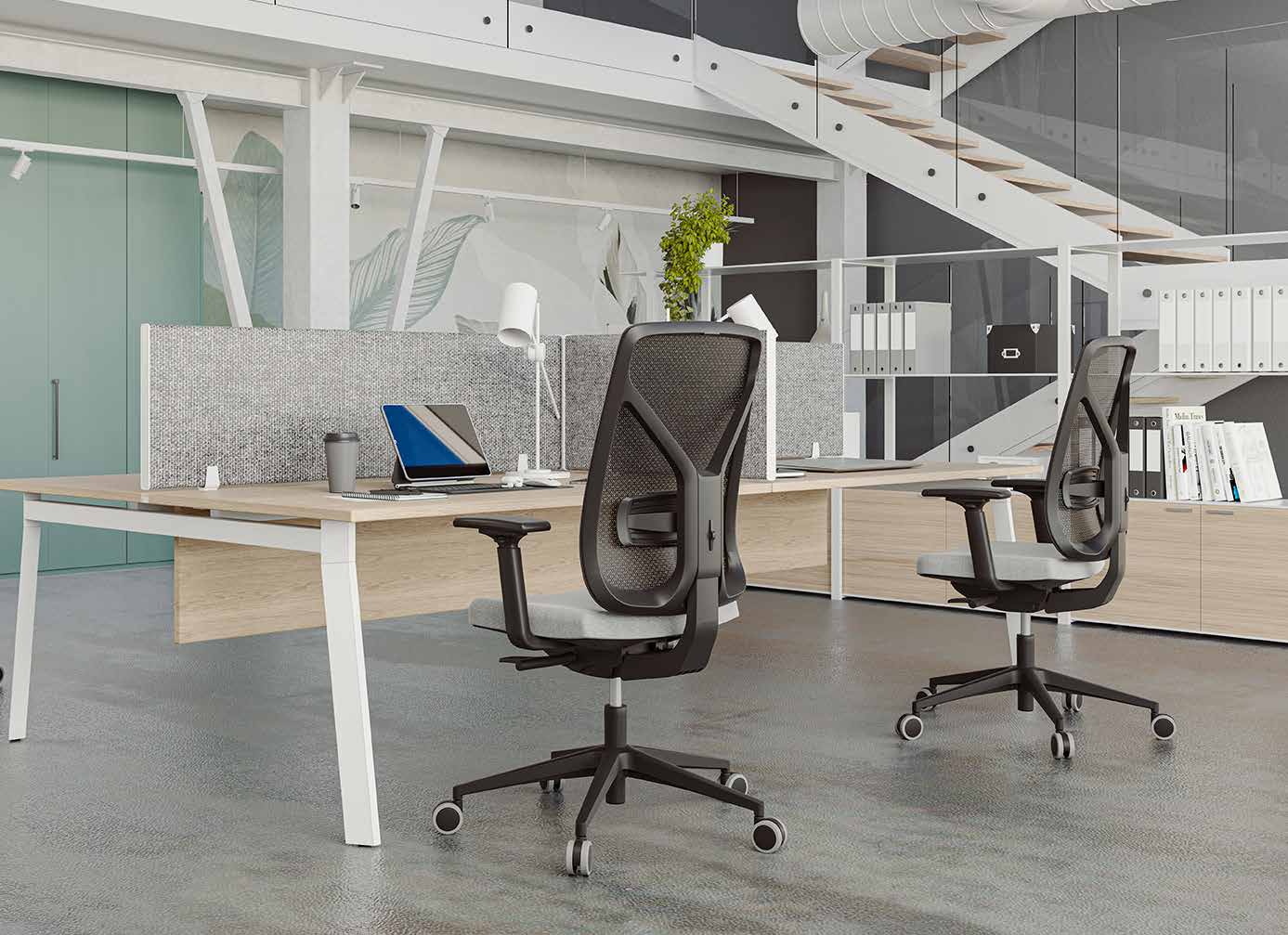 Silla Kora Hergo - Kora 1 brazos regulables 2D ruedas 65mm malla negra